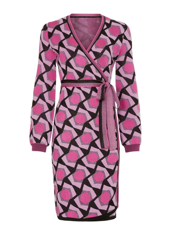 Diane Von Furstenberg Dresses & Skirts - Diane Von Furstenberg Pink Geometric Wrap Midi Dress